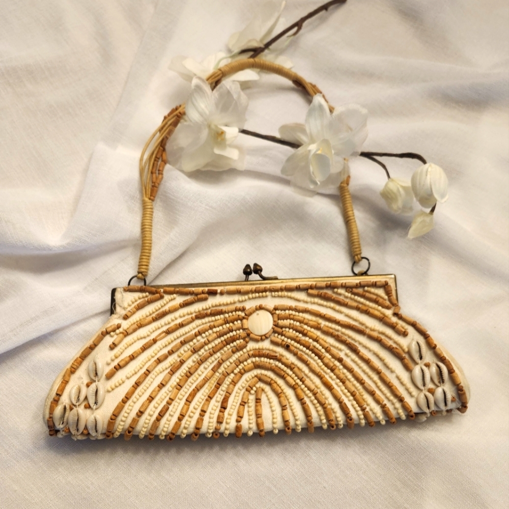 Aldo (Vintage) Rare Linen Beaded Clutch/Handbag, $65